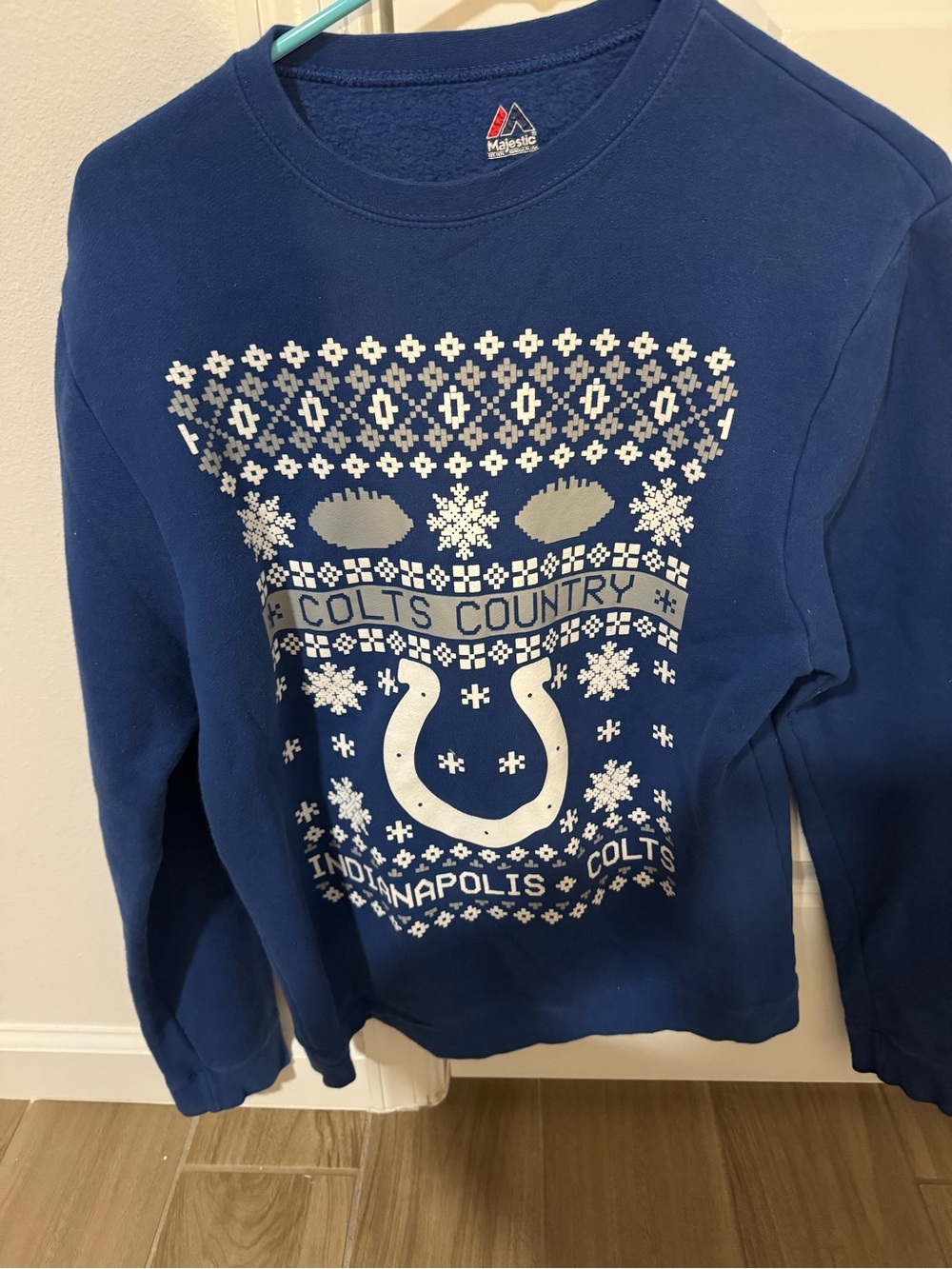 Majestic Royal Blue Indianapolis Colts Holiday Crewneck Sweatshirt
